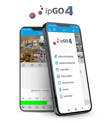 Zrzuty ekranu przedstawiające wizualizację aplikacji mobilnej ipGO 4